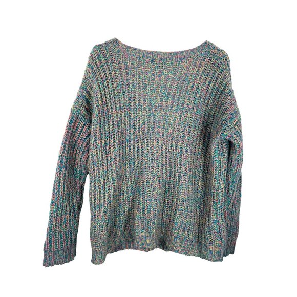 VTG Wet seal oversized wool blend lagen colorful cardigan 90s sz M - Picture 2 of 7